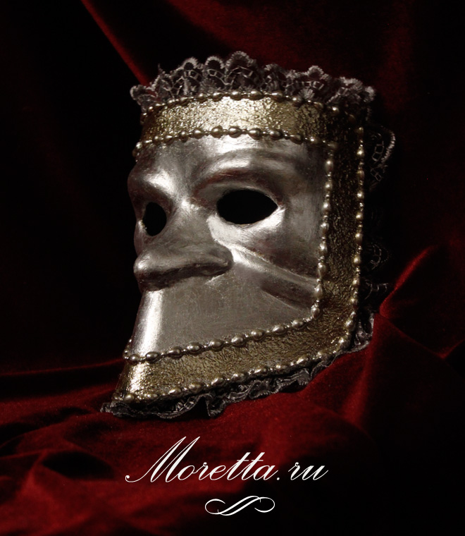Венецианская маска Баута серебряная